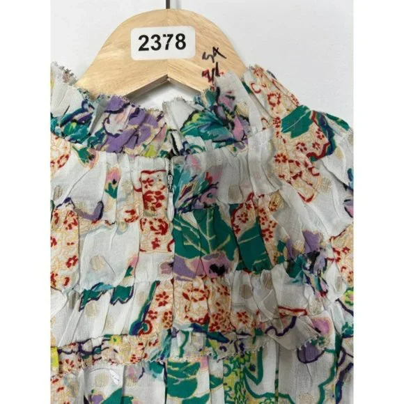 Love The Label Francesca Balloon Floral Top Women's Beltina White Size: XS NWT